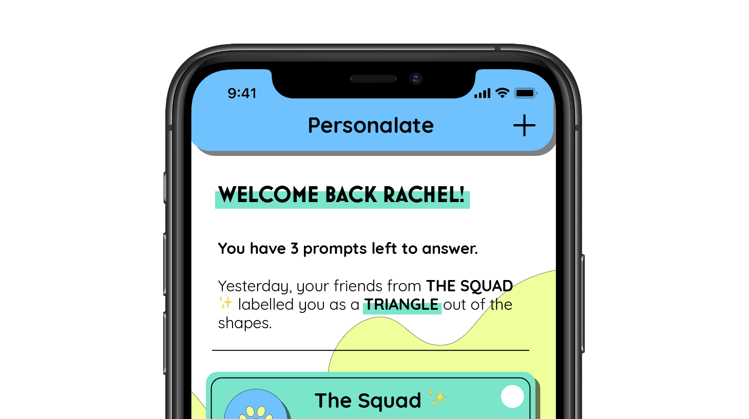 Mobile screen with Personalate app